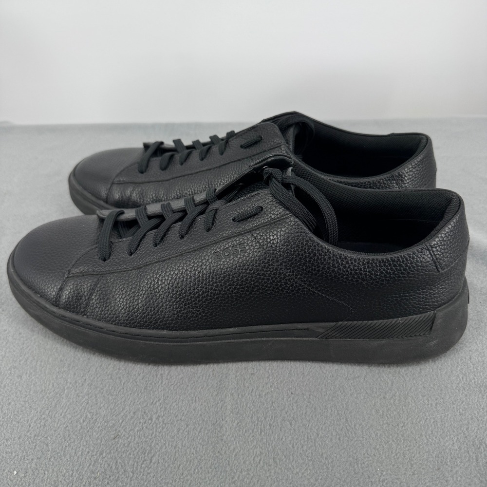 BOSS Hugo Boss Men's 44 US 11 Black Leather Low Top Sneakers 50513862